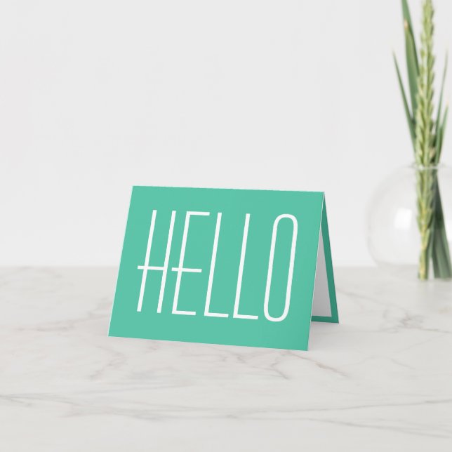 Hello Simple Minimalistisch Typografy Green & Whit Karte (Vorderseite)