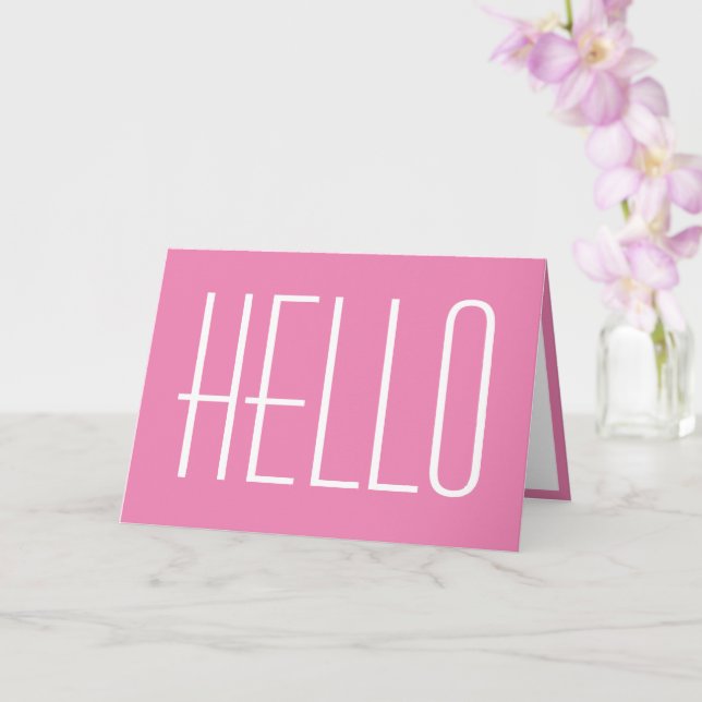 Hello Simple Typografy Minimalistisch Girly Pink Karte (Orchidee)