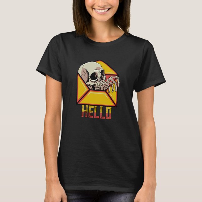 Hello Skull Skeleton Mail Postal Service Postman M T-Shirt (Vorderseite)
