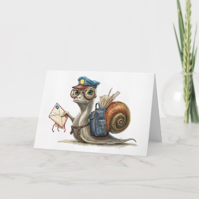Hello Snail Postman Postverschickt Mail Karte (Vorderseite)