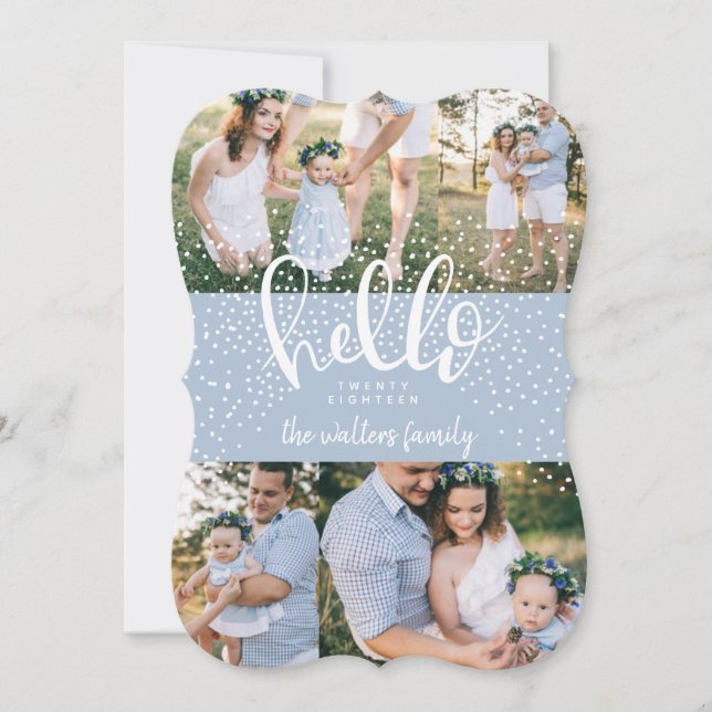 HELLO SNOW NEW YEAR CARD FEIERTAGSKARTE (Vorderseite)