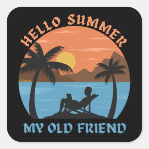 HELLO SOMMER MEIN ALTER FREUND QUADRATISCHER AUFKLEBER