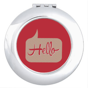 Hello Speech Bubble Red Taschenspiegel