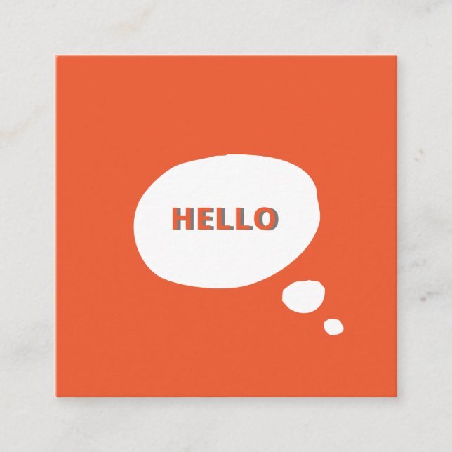 Hello-Speech Buble Business modern, minimalistisch Quadratische Visitenkarte (Vorderseite)