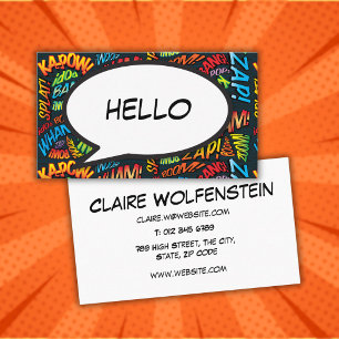 HELLO Sprechblase Spaß Retro Comic Buch Visitenkarte