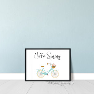 Hello Spring Bicycle Blume Aktionskorb drucken Poster