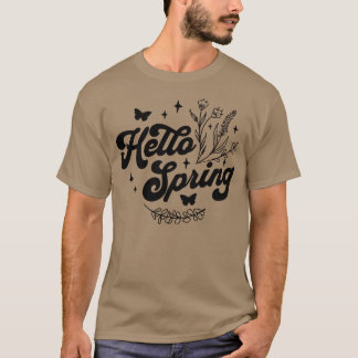 Hello Spring Blume Niedlich Floral und Butterf T-Shirt