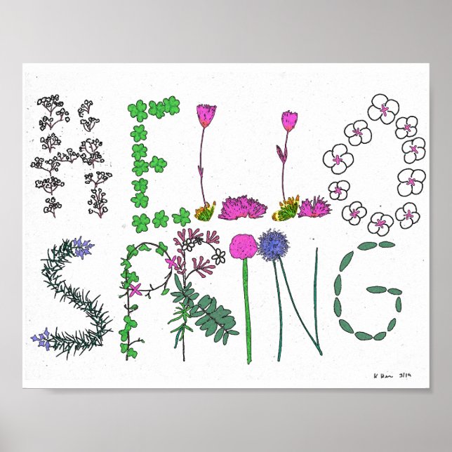Hello Spring Blumen Poster (Vorne)