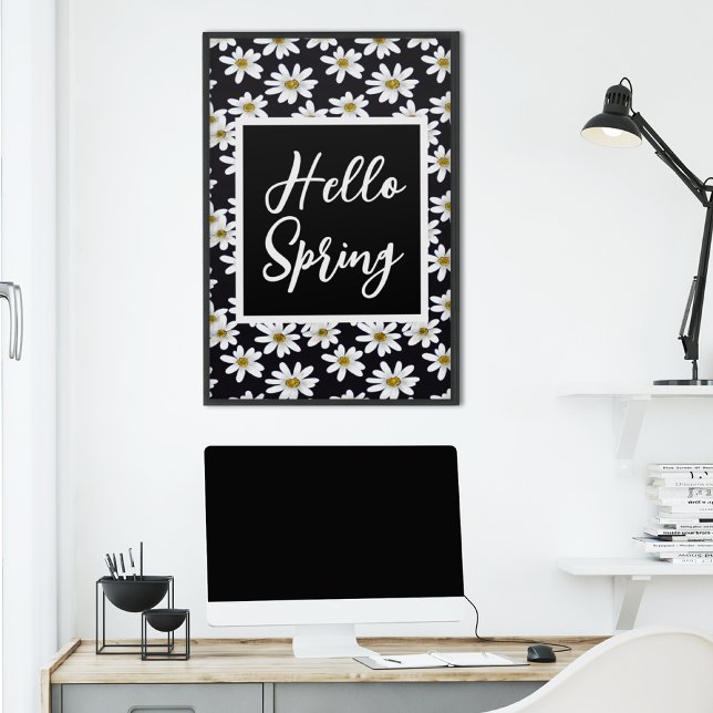 Hello Spring Daisy Floral Pattern Poster (Von Creator hochgeladen)
