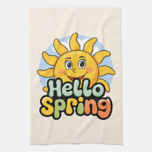 Hello Spring: Die Sonne lächelt und der blaue Himm Geschirrtuch
