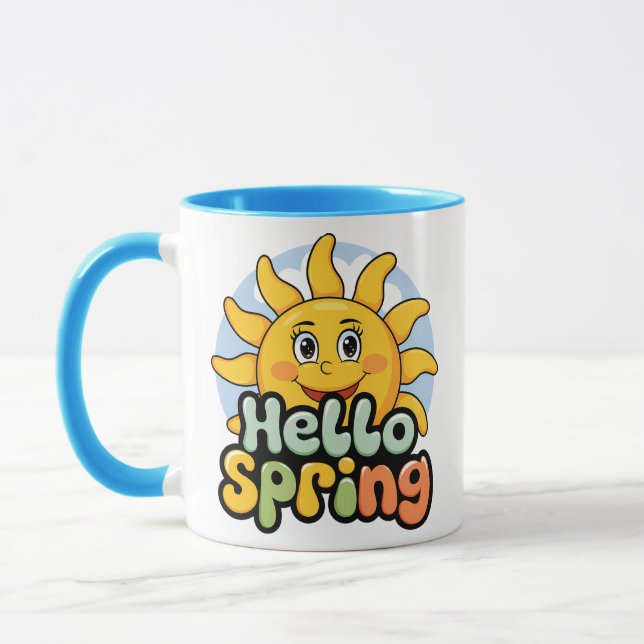 Hello Spring: Die Sonne lächelt und der blaue Himm Tasse (Links)