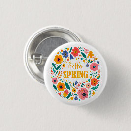 Hello spring floral button