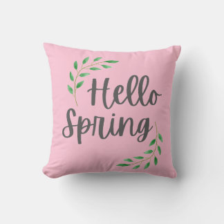 Hello Spring Floral Pastel Springtime Decor Kissen