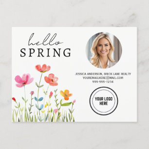 Hello Spring Floral Real Anwesen Postkarte