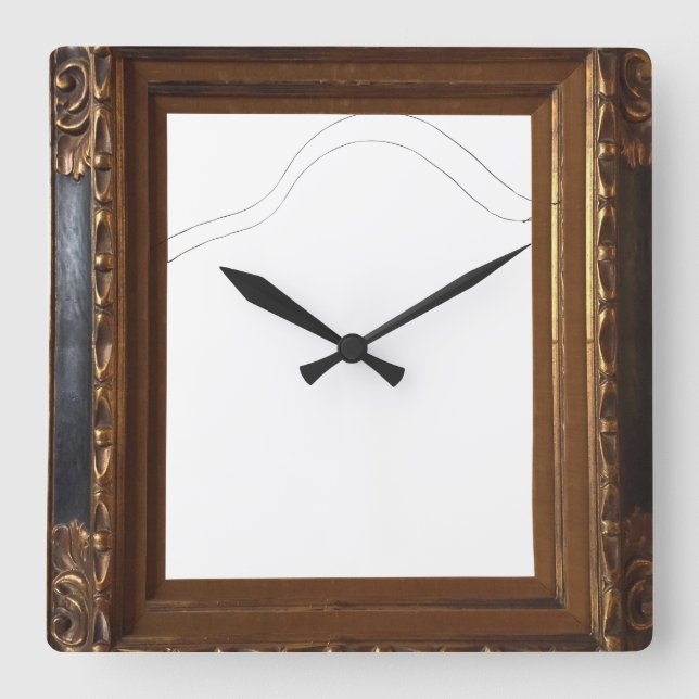 Hello Spring Floral Wreath Clock – A Celebration o Quadratische Wanduhr (Vorderseite)