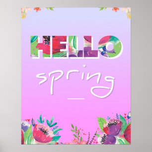 Hello Spring, Flowers, poster, Poster