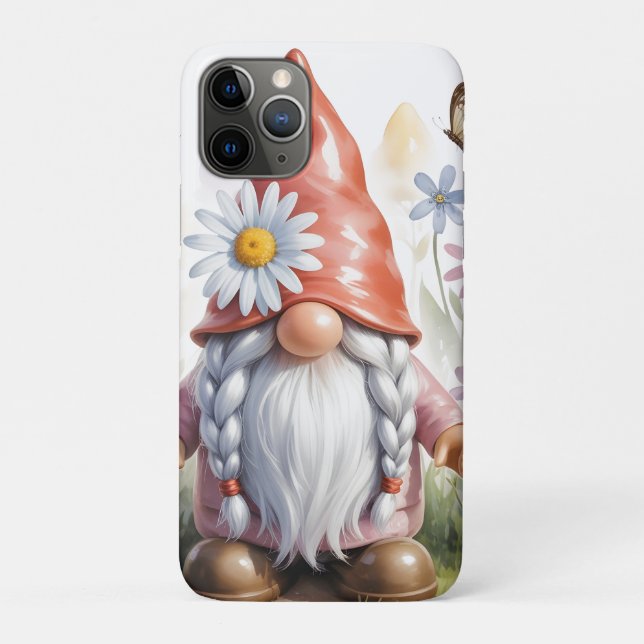 Hello Spring Garden Gnome: Cute Gnome with Braids Case-Mate iPhone Hülle (Rückseite)