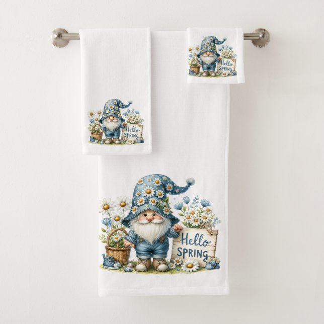 Hello Spring Gnome Handtuch Trio Badhandtuch Set (Insitu)