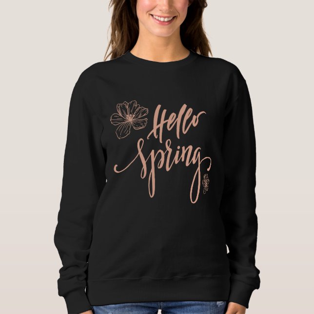 Hello Spring Minimalist Flower Spring Break Sweatshirt (Vorderseite)