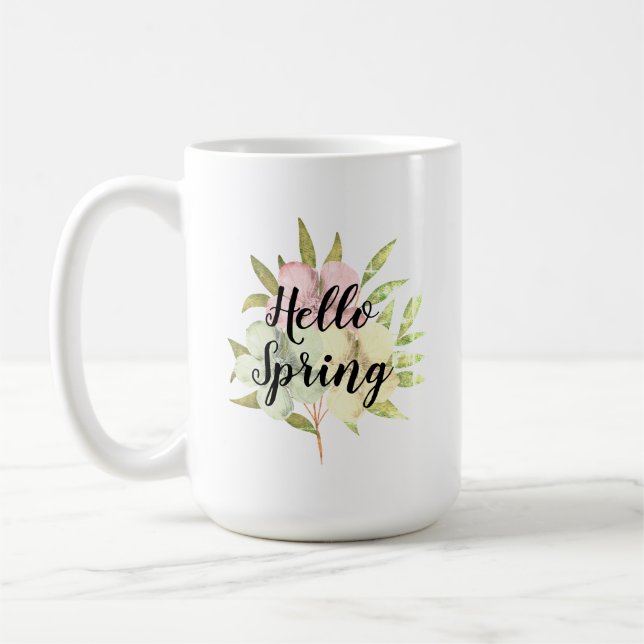 Hello Spring Pastel Watercolor Blume Kaffeetasse (Links)