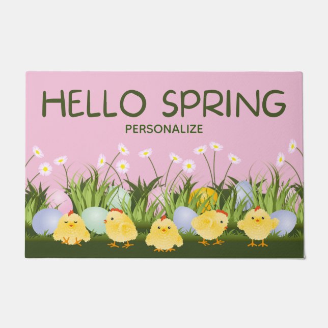 Hello Spring Personalisiert Doormat Fußmatte (Vorderseite)
