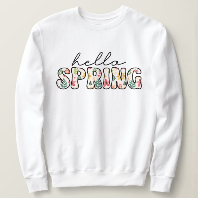 Hello spring Retro floral  Sweatshirt (Design vorne)