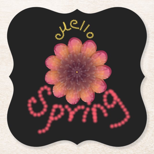 Hello Spring - Textured Pink & Orange Flower Art Untersetzer (Vorderseite)