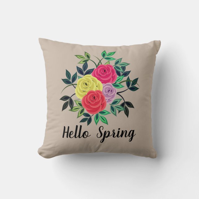 Hello Spring Throw Kissen (Vorderseite)