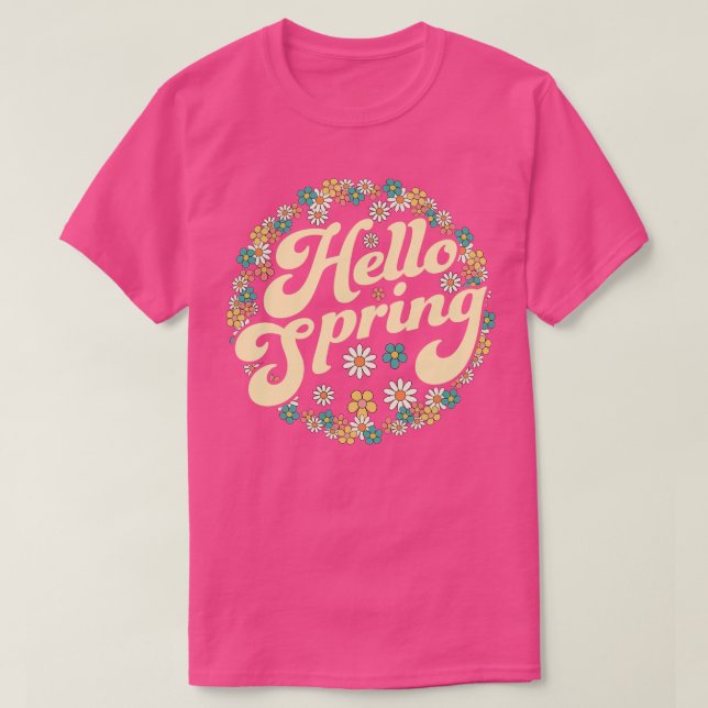 Hello Spring Trendy Osterfest Blume Niedlich Flora T-Shirt (Design vorne)