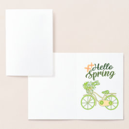 Hello Spring Vintage Bicycle Illustration  Folienkarte