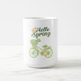 Hello Spring Vintage Bicycle Illustration Kaffeetasse