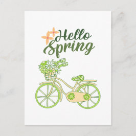 Hello Spring Vintage Bicycle Illustration  Postkarte