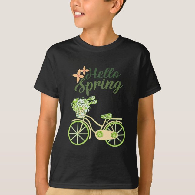 Hello Spring Vintage Bicycle Illustration  T-Shirt (Vorderseite)
