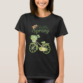 Hello Spring Vintage Bicycle Illustration  T-Shirt