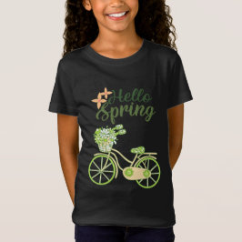 Hello Spring Vintage Bicycle Illustration T-Shirt