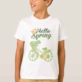 Hello Spring Vintage Bicycle Illustration  T-Shirt