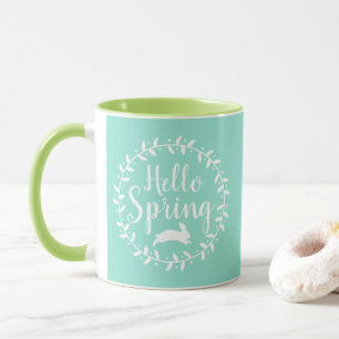Hello Spring Wreath & Bunny Tasse