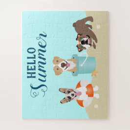 Hello Summer Beach Hogs Blue Puzzle