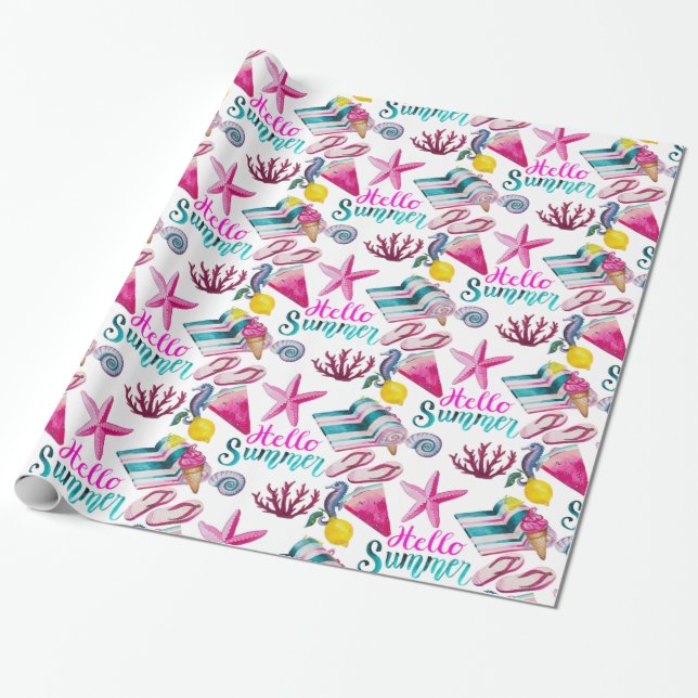 Hello Summer Beach Thunder Cove Geschenkpapier (Ungerollt)