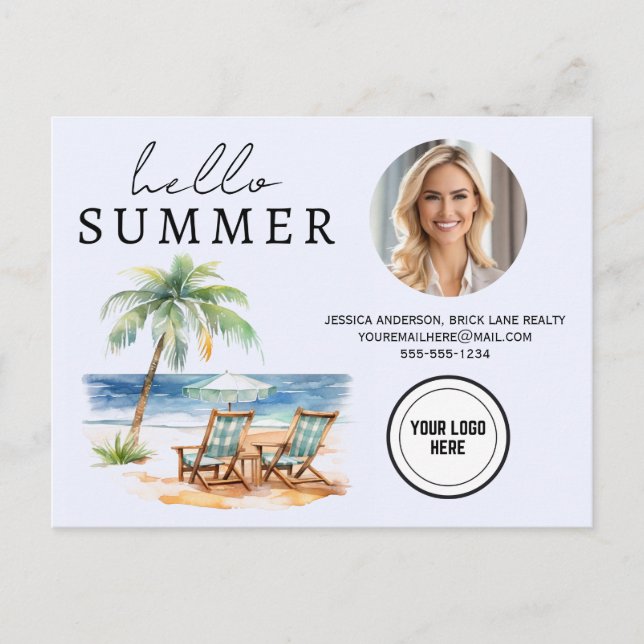 Hello Summer Business Realty Beach Farm Postkarte (Vorderseite)