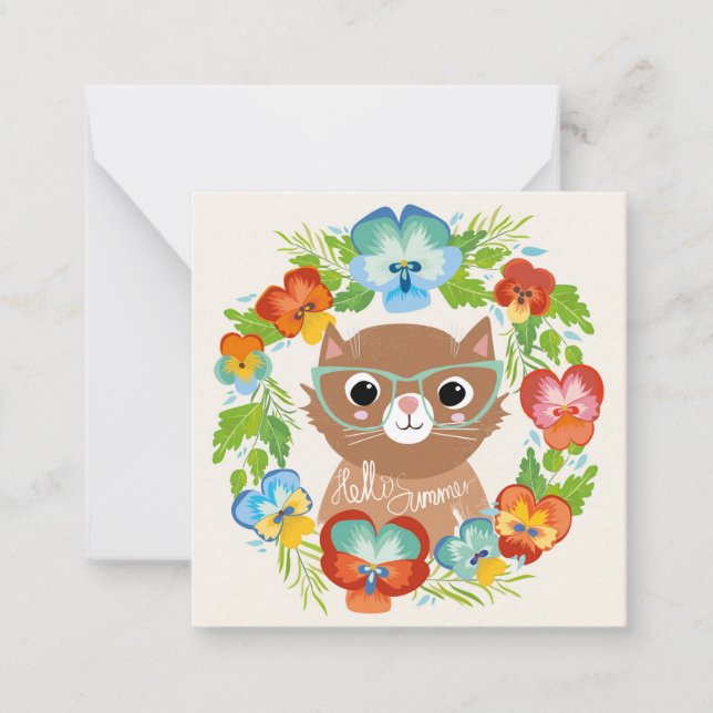 Hello Summer Cat Mitteilungskarte (Vorderseite)