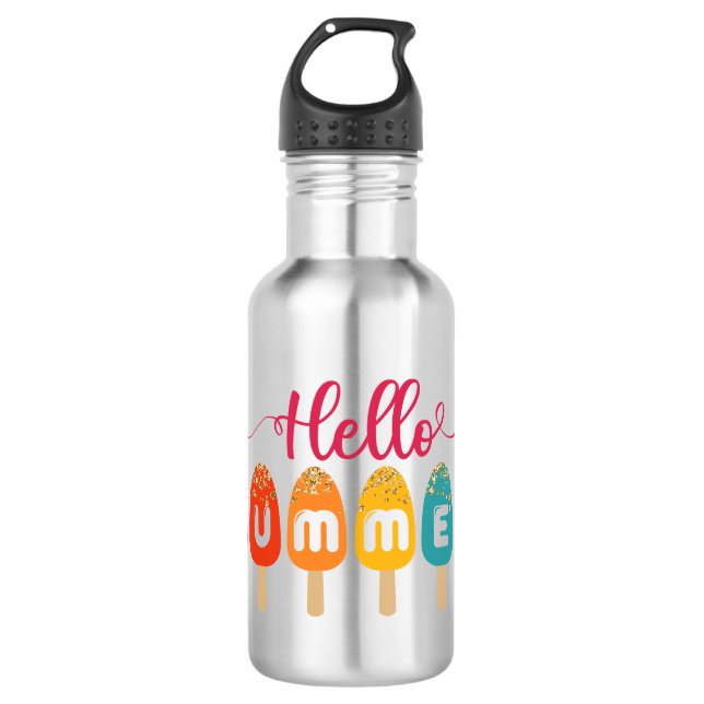 Hello Summer Colorful Popsicle Edelstahlflasche (Vorderseite)