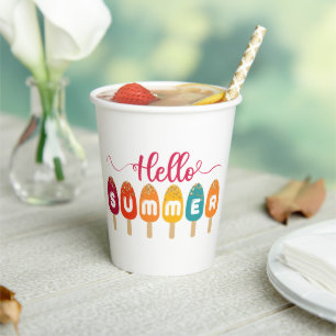 Hello Summer Colorful Popsicle Pappbecher
