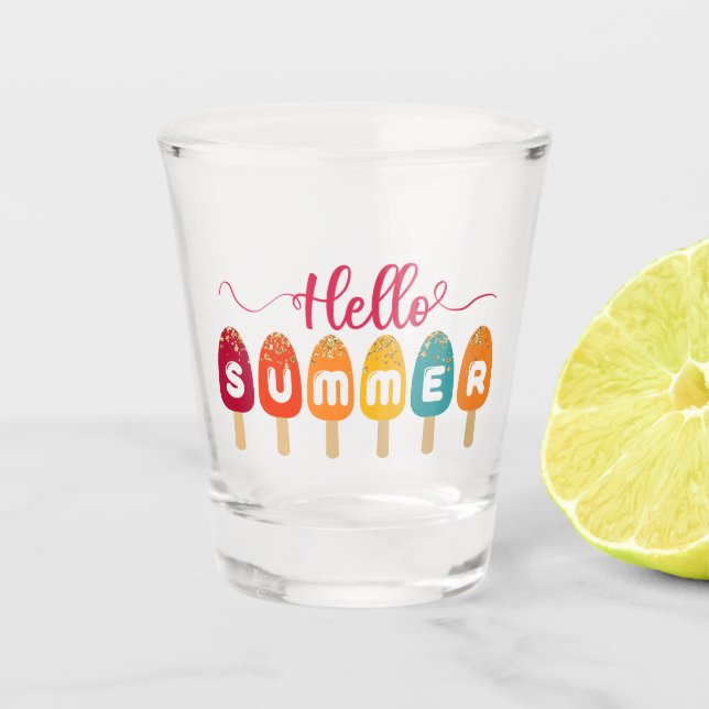 Hello Summer Colorful Popsicle Schnapsglas (Vorderseite)