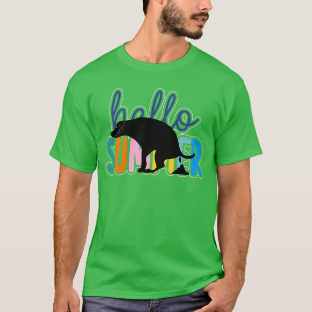 Hello Summer Dog Kackend T-Shirt (Vorderseite)