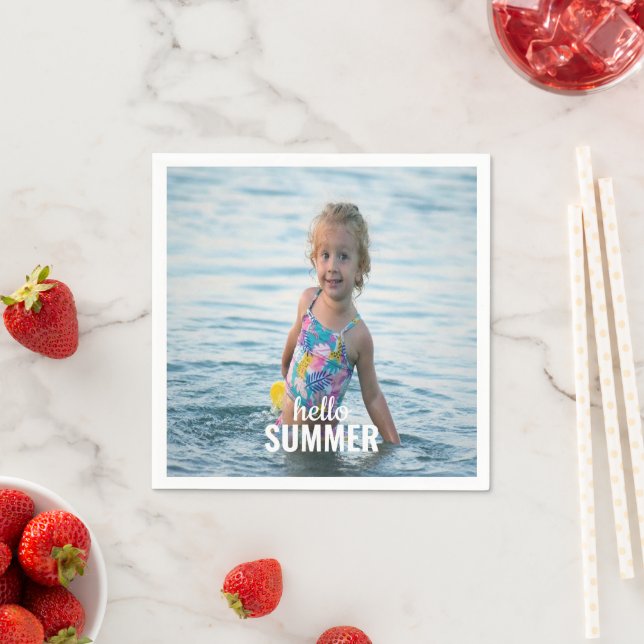 Hello Summer Foto Paper Napkin Serviette (Beispiel)