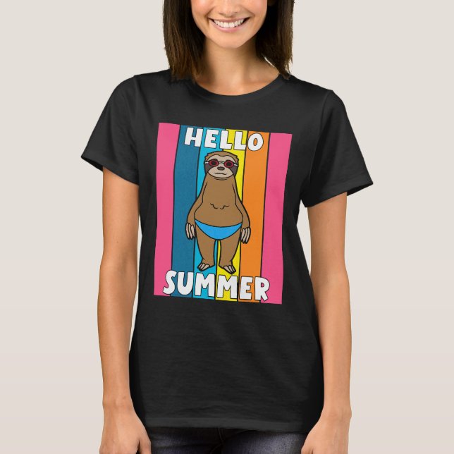 Hello Summer Funny Sloth Animal T-Shirt (Vorderseite)