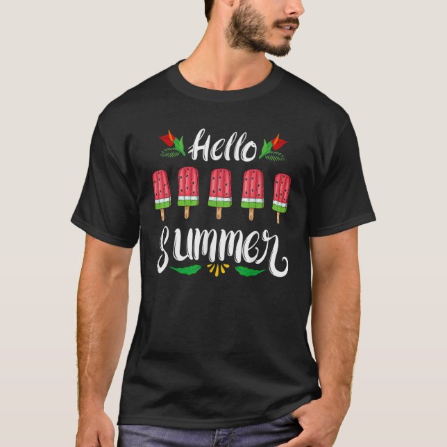 Hello Summer Funny Water Melone T-Shirt (Vorderseite)