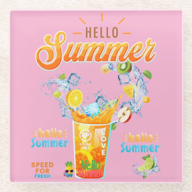 Hello Summer Glasuntersetzer (Vorderseite)
