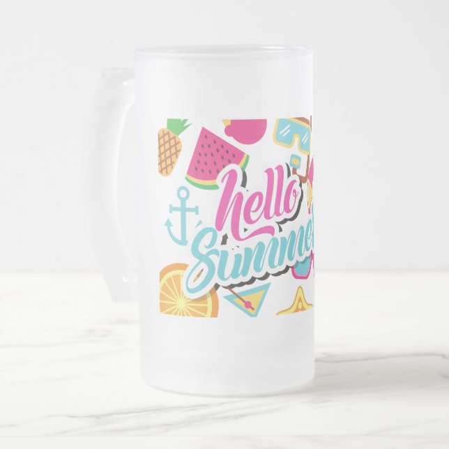 Hello Summer Mattiert Glass Beer Tasse (Vorderseite Links)